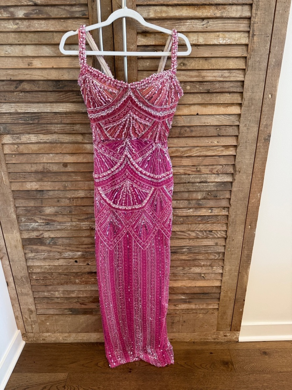Beaded Pink Maxi Dress - Elegant Evening Gown
